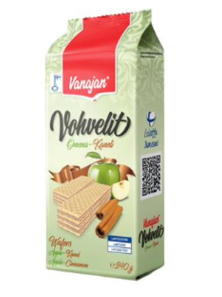 Вафли Vanajan Omena-kanelivohveli 240г яблоко корица