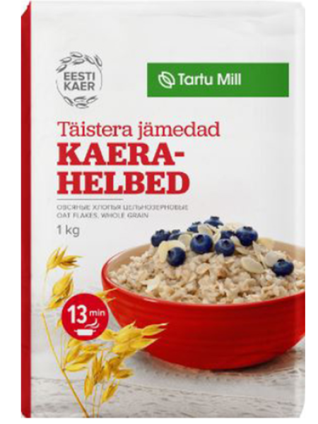 Цельнозерновая овсяная крупа TARTU MILL Täistera jämedad kaerahelbed 1 кг