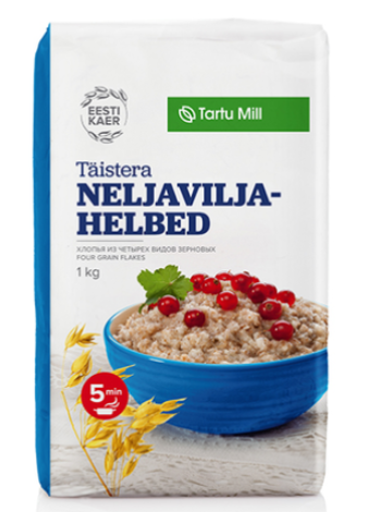 Хлопья цельнозерновые 4 злака Tartu Mill 1кг