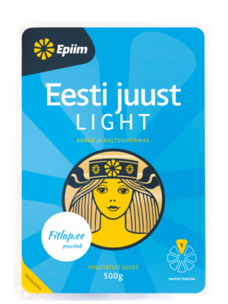 Эстонский маложирный сыр E-PIIM Eesti juust light 500г в нарезке без лактозы