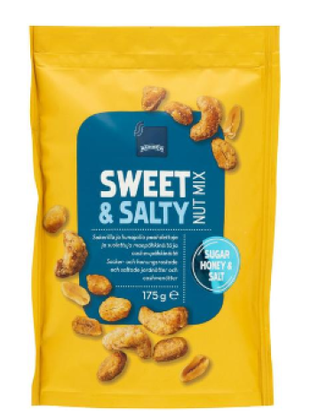 Смесь жареного и соленого арахиса и кешью с сахаром и медом Rainbow Nut Mix Sweet & Salty 175г