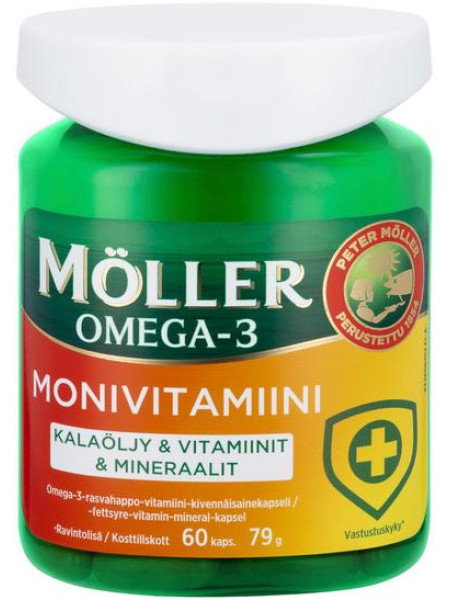 Мультивитамины и минералы с Омега-3 Moller MONIVITAMIINI Omega-3 60 капсул