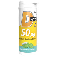 Жевательные таблетки с ксилитом и витамином D3 50 мкг со вкусом мяты D-vita-purutabletti 200 таб