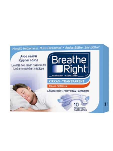 Нозальная лента от храпа и заложенности носа BREATHE RIGHT NOSE TAPE 10шт