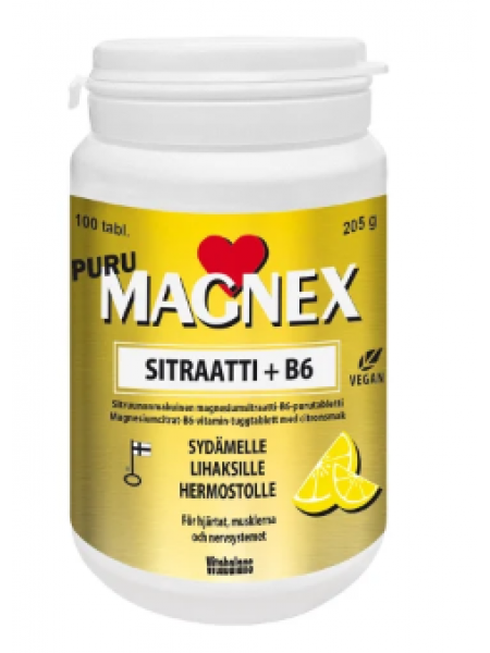 Жевательные витамины Magnex Citrate 375 мг + B6 100 таблеток со вкусом лимона цитрат магния-витамин B6 