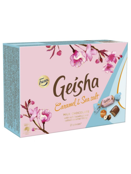 Конфеты шоколадные Geisha 150г с начинкой из тертого ореха,ириса и морской солью