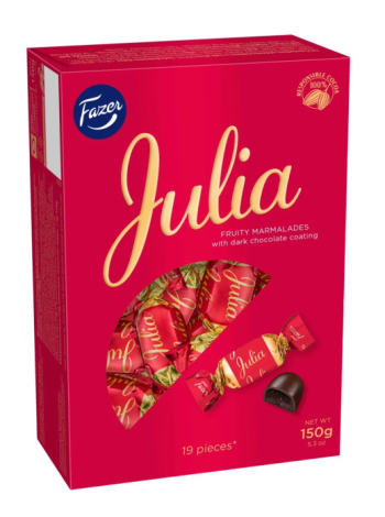 Конфеты Karl Fazer Julia 150 г из темного шоколада с мармеладом 