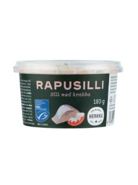 Маринованная сельдь в сливочно-крабовом соусе Herkku rapumarinoitu silli 180г
