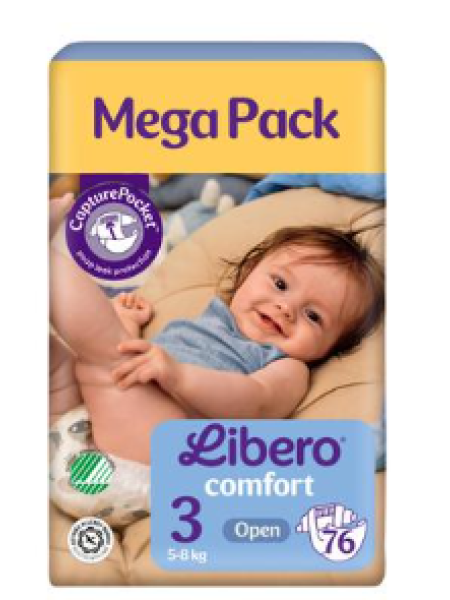 Подгузники LIBERO Comfort на липучке размер 3, 76 шт 5-8 кг