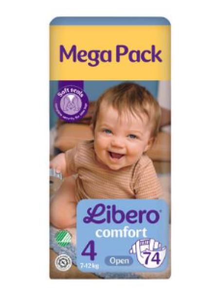 Подгузники LIBERO Comfort на липучке размер 4, 74 шт 7-12 кг