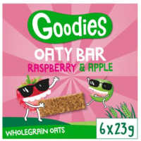 Батончики цельнозерновые овсяные Goodies Oaty Bars 6x23 г с малиной и яблоком