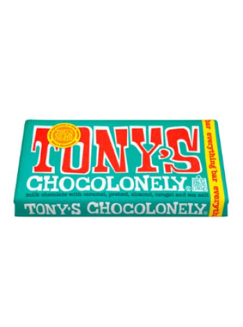 Молочный шоколад Tony's Chocolonely Greatest bits 180г с карамелью и миндалем и морской солью 