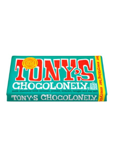 Молочный шоколад Tony's Chocolonely Greatest bits 180г с карамелью и миндалем и морской солью 