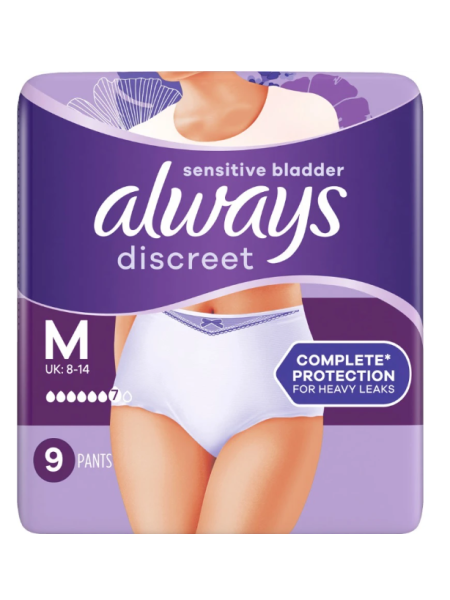 Трусы для защиты от недержания Always Discreet Complete Protection Plus размер M 9шт
