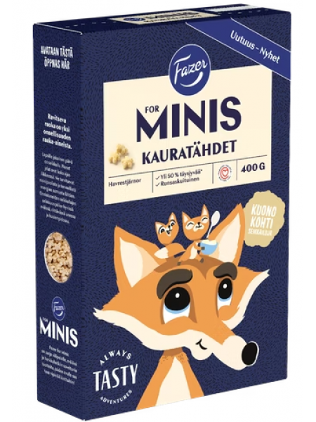 Цельнозерновые овсяные звездочки Fazer Minis kauratähdet 400г