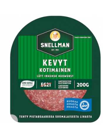 Сервелат Snellman Kevyt kotimainen meetvursti 200 г в нарезке Не содержит лактозы