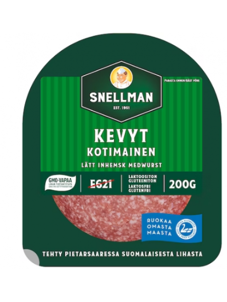 Сервелат Snellman Kevyt kotimainen meetvursti 200 г в нарезке Не содержит лактозы