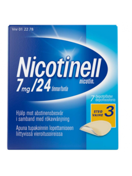 Никотиновый пластырь NICOTINELL DEPOTLAASTARI 7mg/ 24часа 7шт