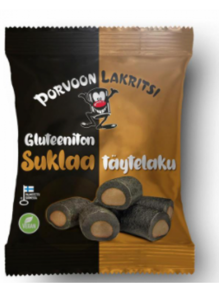 Безглютеновые лакричные конфеты с начинкой со вкусом шоколада Porvoon Lakritsi Porvoon Lakritsi Gluteeniton Täytelakritsi Suklaa 150г