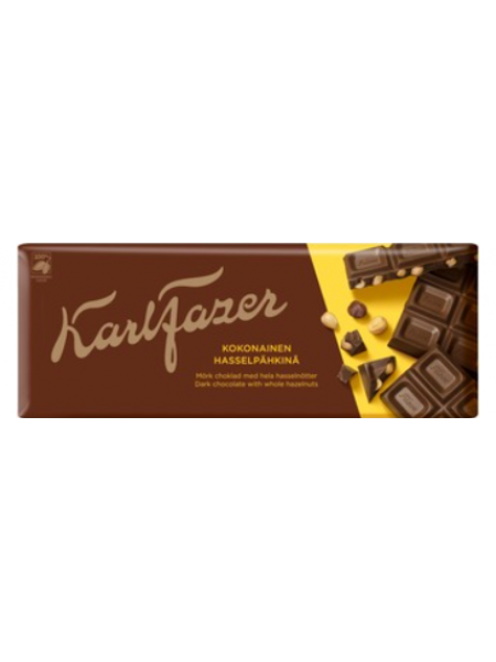 Плитка из темного шоколада и цельного фундука Karl Fazer 200 г