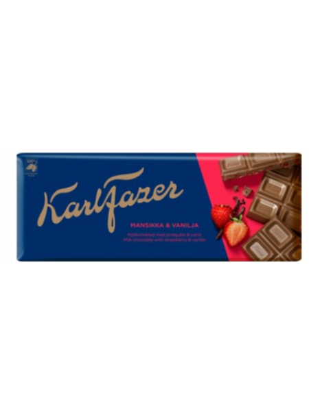 Плиточный шоколад Karl Fazer клубника ваниль 190г