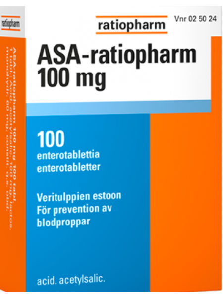 Гастрорэзистентные таблетки ASA-ratiopharm 100мг 100таб