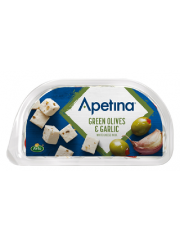 Сыр фета с чесноком и зелеными оливками Apetina 100/60г