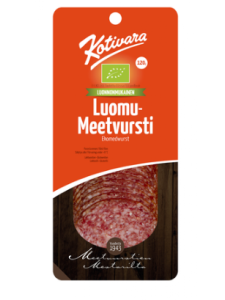 Органическая колбаса Kotivara Luomumeetvursti 120г в нарезке Не содержит лактозы 