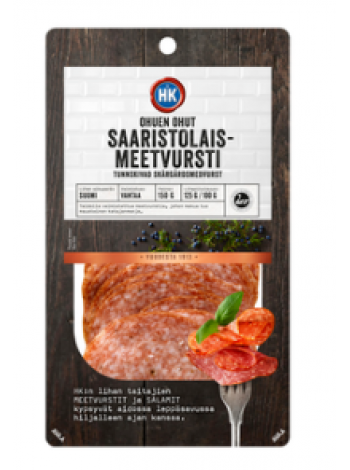 Салями HK Ohuen Ohut Saaristolaismeetvursti 150г в нарезке без лактозы