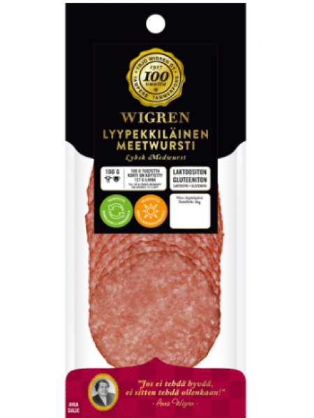 Сервелат Wigren Lyypekkiläinen meetwursti 100г в нарезке