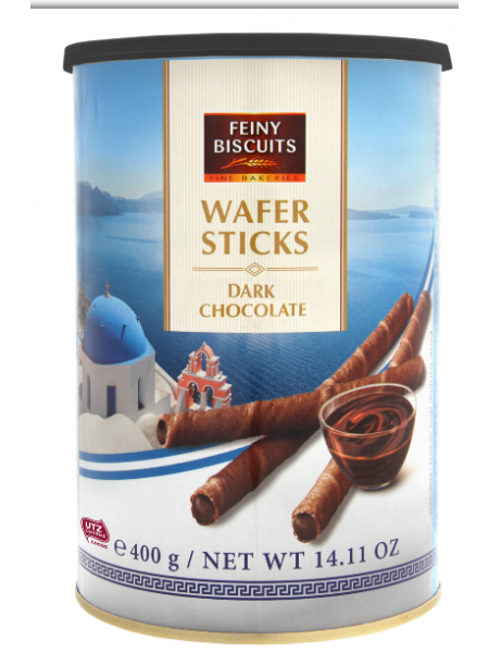 Трубочки Feiny Biscuits 400г с темным шоколадом в ж\б